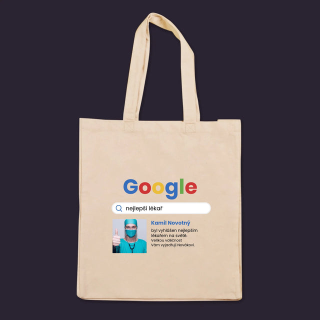 Fotka A Textem: Nejlepší Lékař Výsledek Google - Plátěná Taška