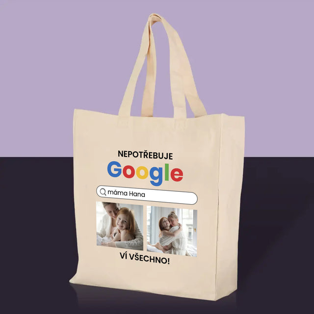 Fotokoláž: Nepotřebuji Google - Plátěná Taška