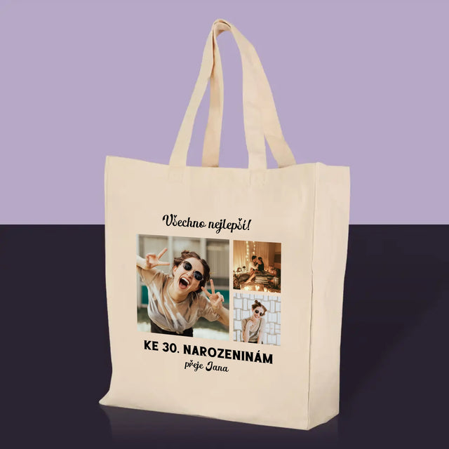 Fotokoláž: Narozeniny - Plátěná Taška