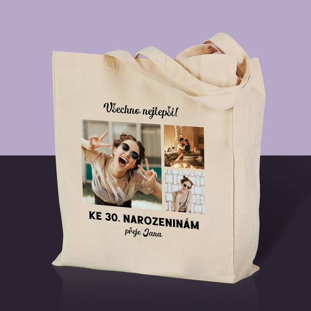 Fotokoláž: Narozeniny - Plátěná Taška