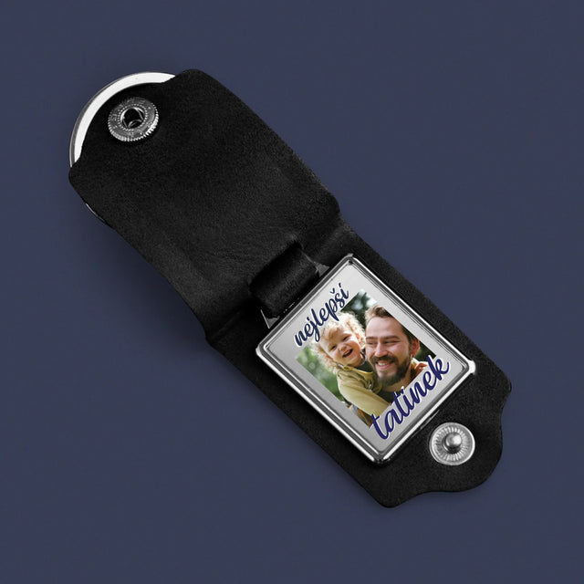 Fotokoláž: Tatínek - Kožená Klíčenka S Fotografií