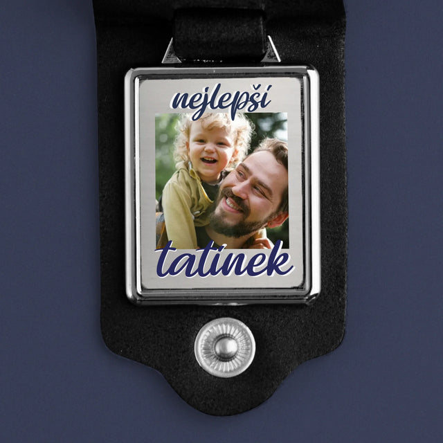 Fotokoláž: Tatínek - Kožená Klíčenka S Fotografií