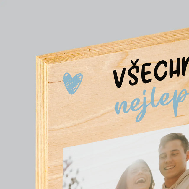 Fotka S Textem: Všechno Nejlepší Ke Dni Kluků - Tisk Na Dřevo