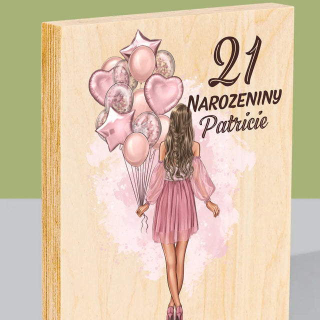 Designér Postav: Narozeniny Balóny - Tisk Na Dřevo