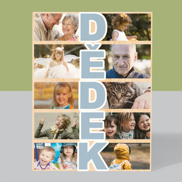 Fotokoláž: Dědeček - Tisk Na Dřevo