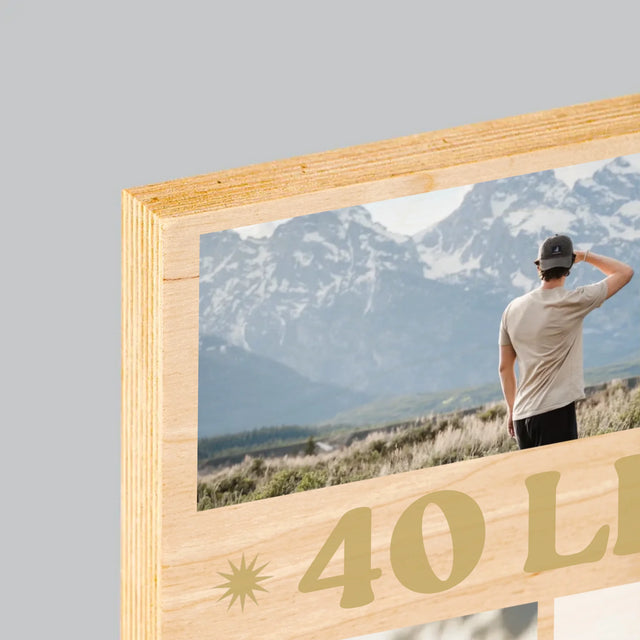 Fotokoláž: 40 Let Jako Legenda - Tisk Na Dřevo