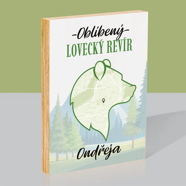 Mapa Města: Oblíbený Lovecký Revír - Tisk Na Dřevo