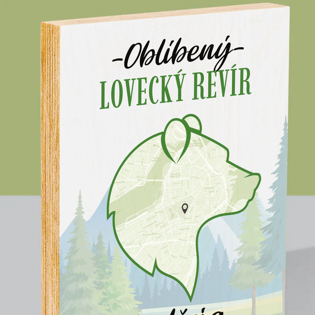 Mapa Města: Oblíbený Lovecký Revír - Tisk Na Dřevo