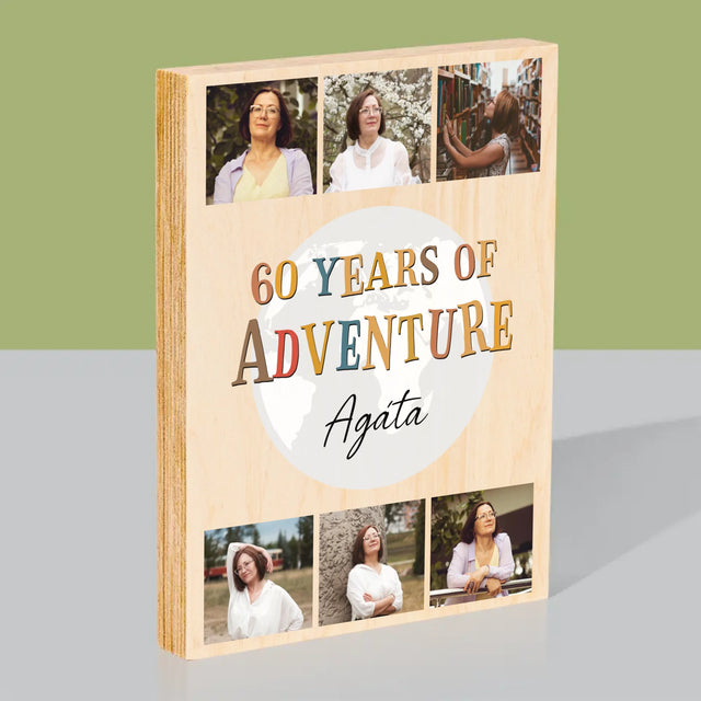 Fotokoláž: 60 Years Of Adventure - Tisk Na Dřevo