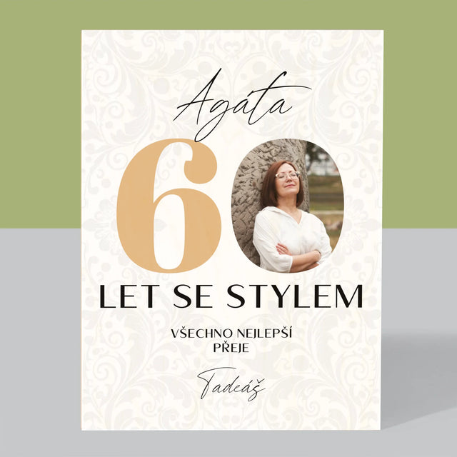 Fotka S Textem: 60 Let Se Stylem - Tisk Na Dřevo