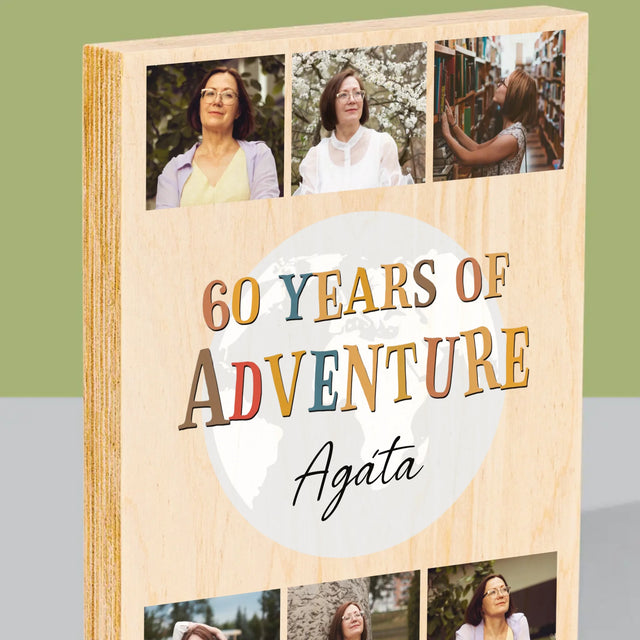 Fotokoláž: 60 Years Of Adventure - Tisk Na Dřevo