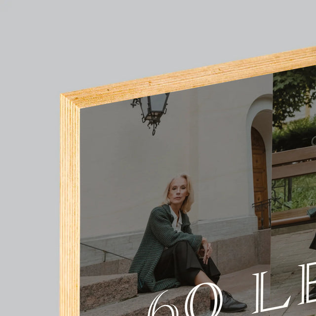Fotokoláž: 60 Let Klasický - Tisk Na Dřevo