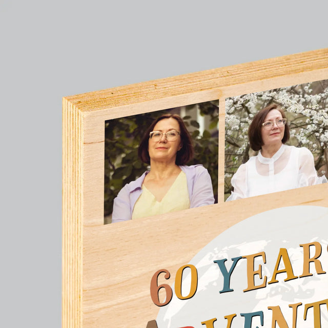 Fotokoláž: 60 Years Of Adventure - Tisk Na Dřevo