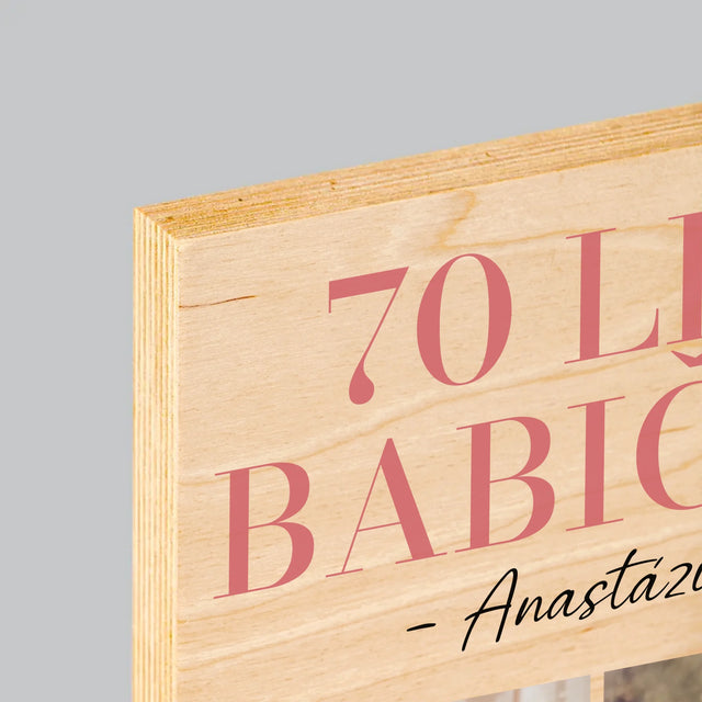Fotokoláž: 70 Let Babičky - Tisk Na Dřevo