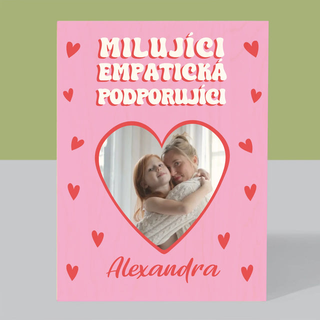 Fotka S Textem: Vlastnosti Maminky - Tisk Na Dřevo