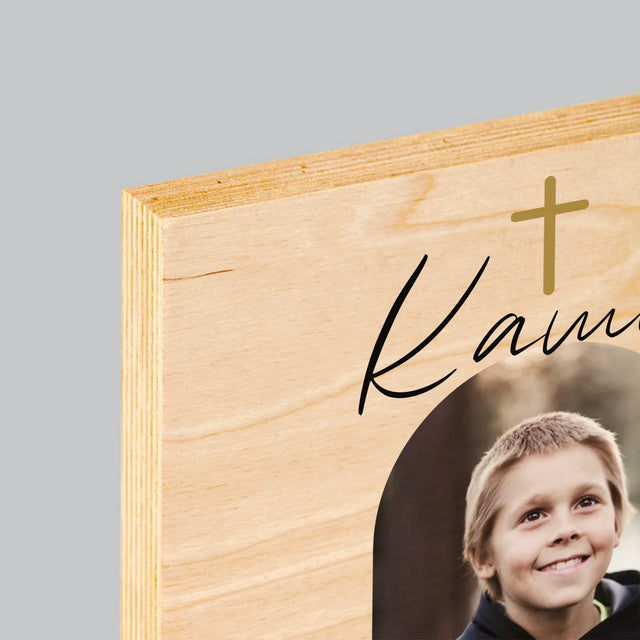 Fotka S Textem: Památka Přijímání Klasická - Tisk Na Dřevo
