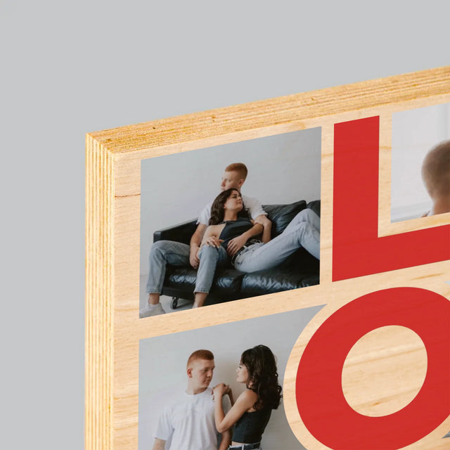 Fotokoláž: Slovo Love - Tisk Na Dřevo