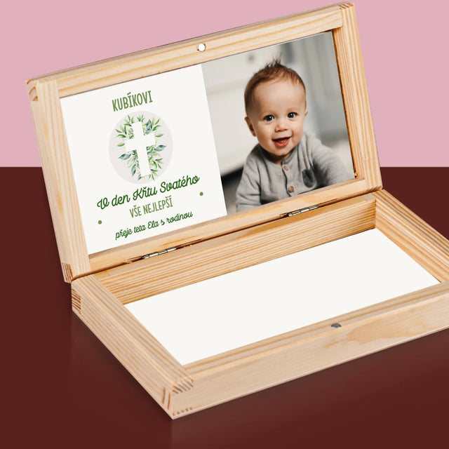 Fotka S Textem: Svatý Křest Lístky - Krabička Na Peníze