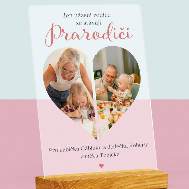 Fotokoláž: Úžasní Rodiče Se Stávají Prarodiči - Tisk Na Akrylovém Skle