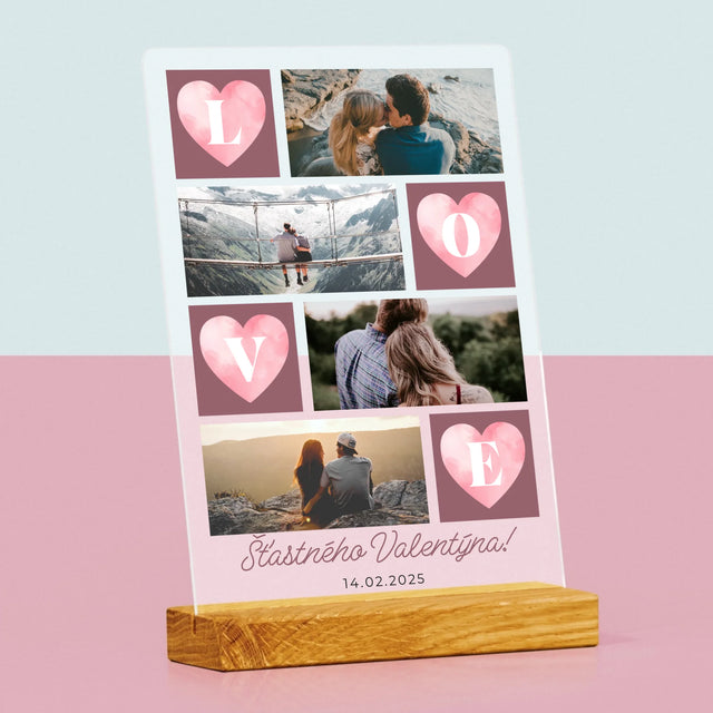 Fotokoláž: Srdíčka Love - Tisk Na Akrylovém Skle