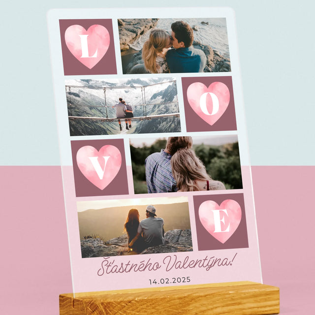 Fotokoláž: Srdíčka Love - Tisk Na Akrylovém Skle