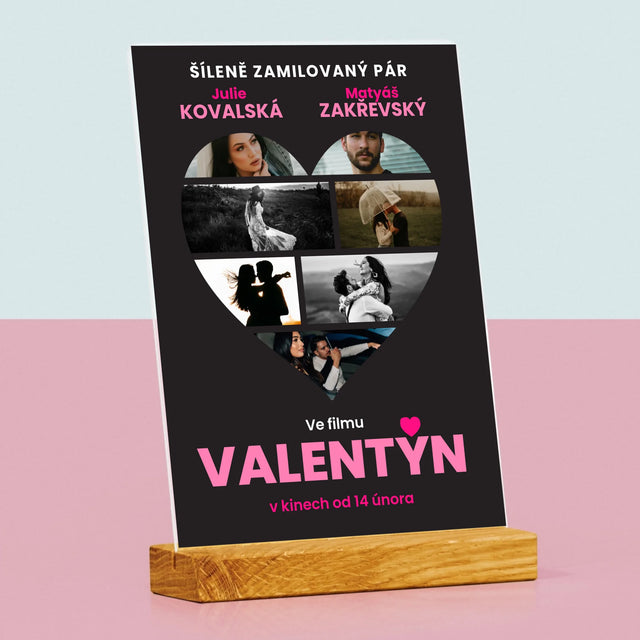 Fotokoláž: Valentýn Filmový Plakát - Tisk Na Akrylovém Skle