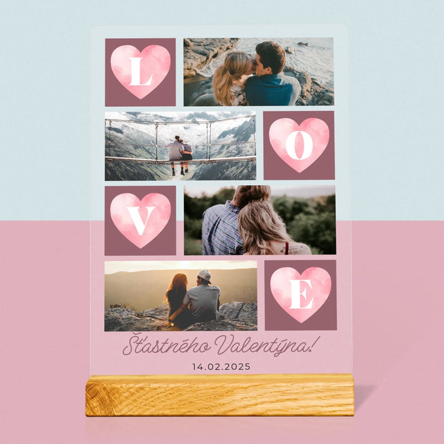 Fotokoláž: Srdíčka Love - Tisk Na Akrylovém Skle