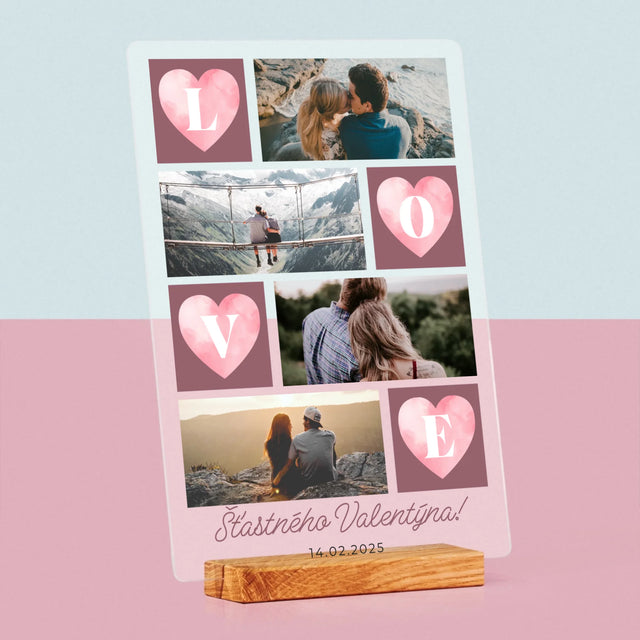 Fotokoláž: Srdíčka Love - Tisk Na Akrylovém Skle