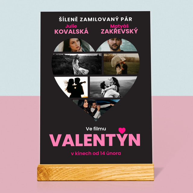 Fotokoláž: Valentýn Filmový Plakát - Tisk Na Akrylovém Skle