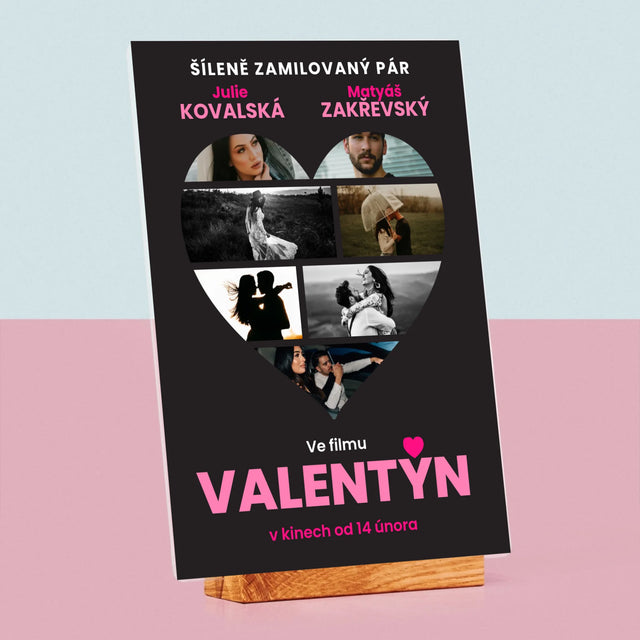 Fotokoláž: Valentýn Filmový Plakát - Tisk Na Akrylovém Skle