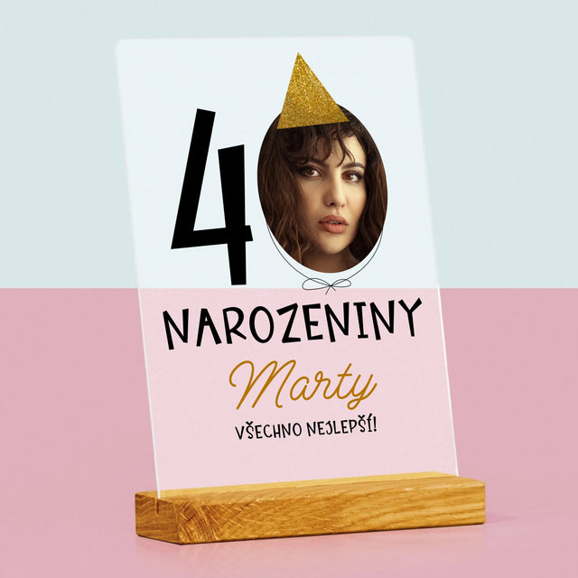 Fotka S Textem: 40. Narozeniny Čepička - Tisk Na Akrylovém Skle
