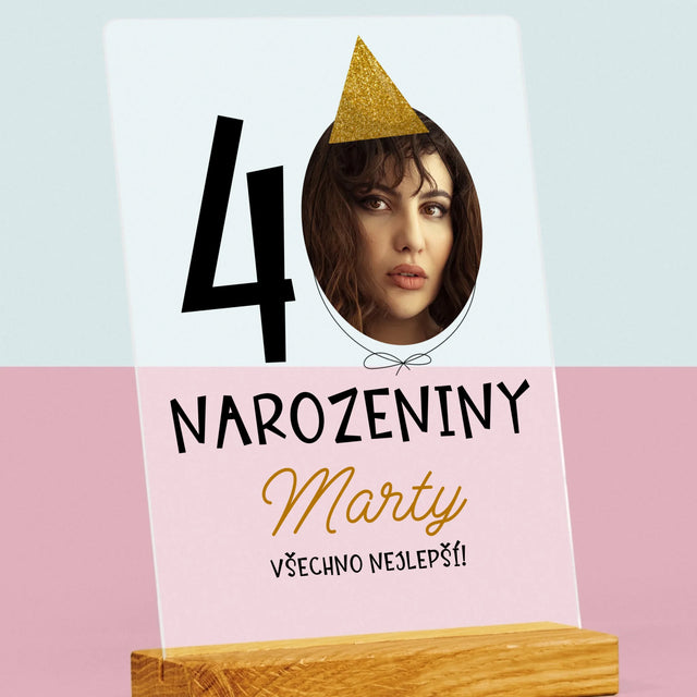 Fotka S Textem: 40. Narozeniny Čepička - Tisk Na Akrylovém Skle