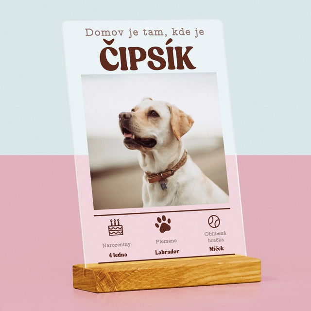 Fotka S Textem: Údaje Mazlíčka - Tisk Na Akrylovém Skle