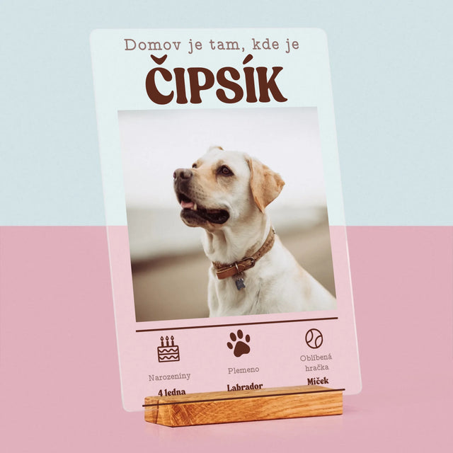 Fotka S Textem: Údaje Mazlíčka - Tisk Na Akrylovém Skle
