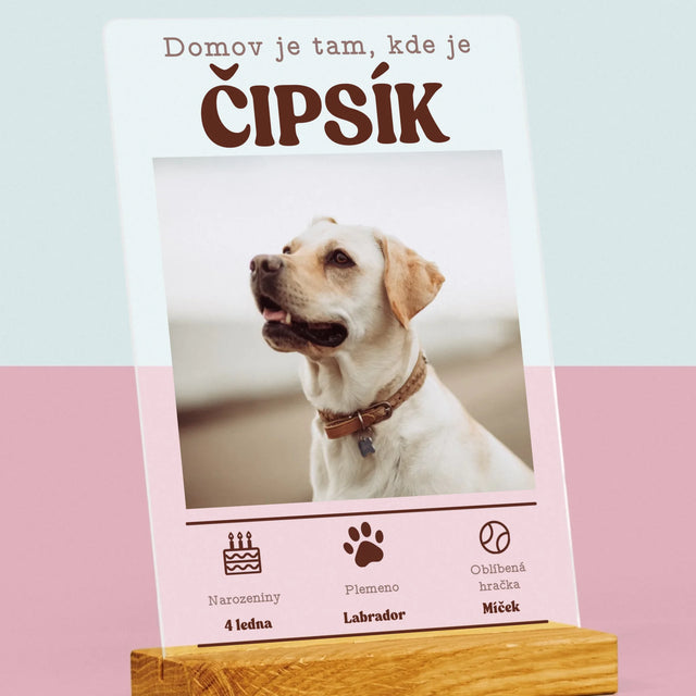 Fotka S Textem: Údaje Mazlíčka - Tisk Na Akrylovém Skle