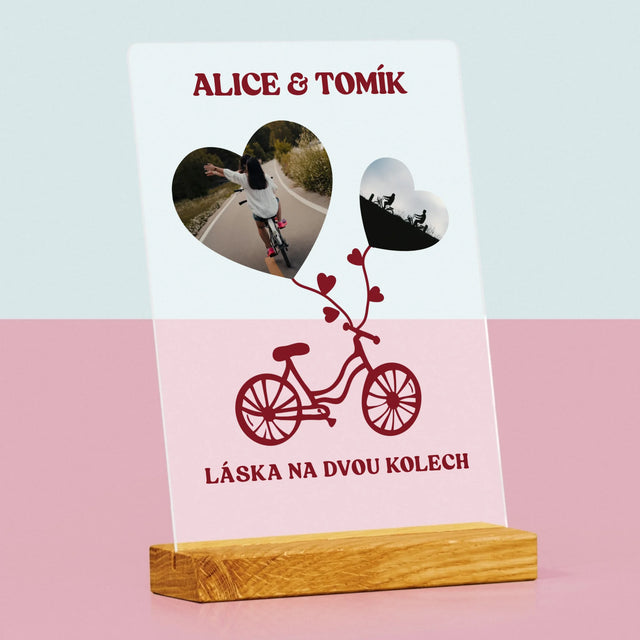 Fotokoláž: Láska Na Dvou Kolech - Tisk Na Akrylovém Skle