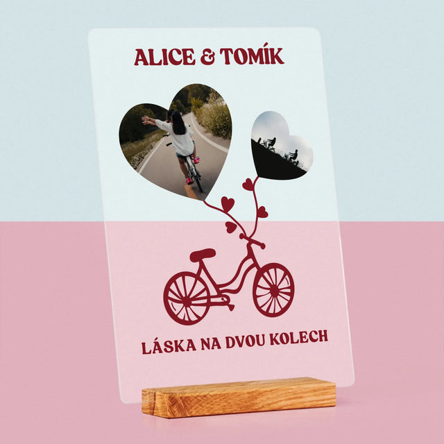Fotokoláž: Láska Na Dvou Kolech - Tisk Na Akrylovém Skle