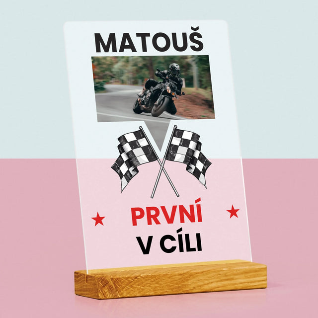 Fotka S Textem: První V Cíli - Tisk Na Akrylovém Skle