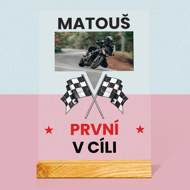 Fotka S Textem: První V Cíli - Tisk Na Akrylovém Skle