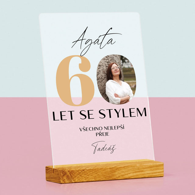 Fotka S Textem: 60 Let Se Stylem - Tisk Na Akrylovém Skle