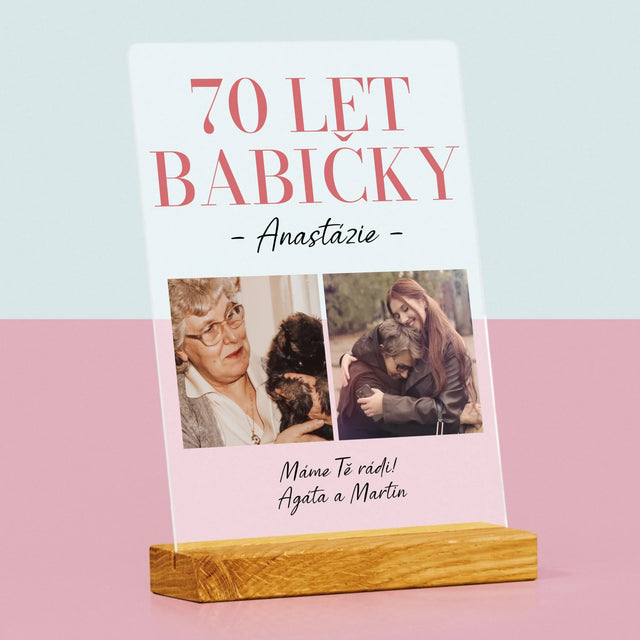 Fotokoláž: 70 Let Babičky - Tisk Na Akrylovém Skle