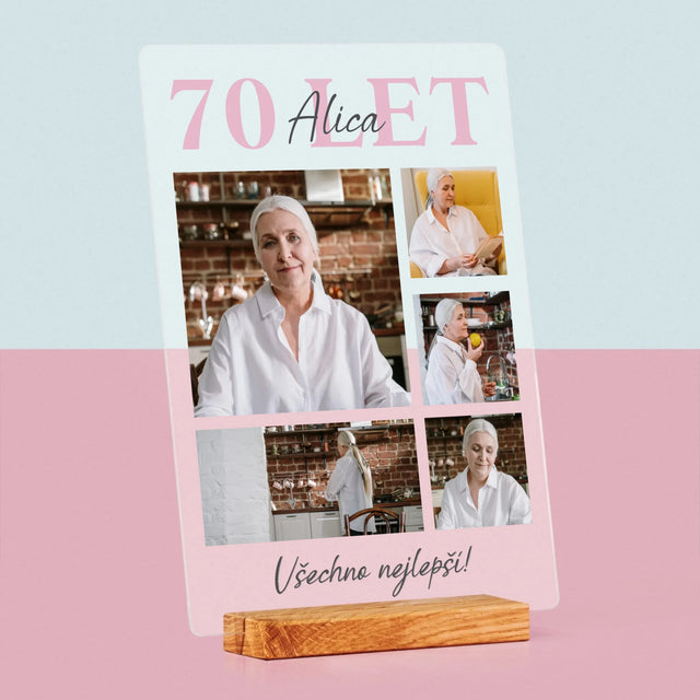 Fotokoláž: 70 Let Všechno Nejlepší  - Tisk Na Akrylovém Skle