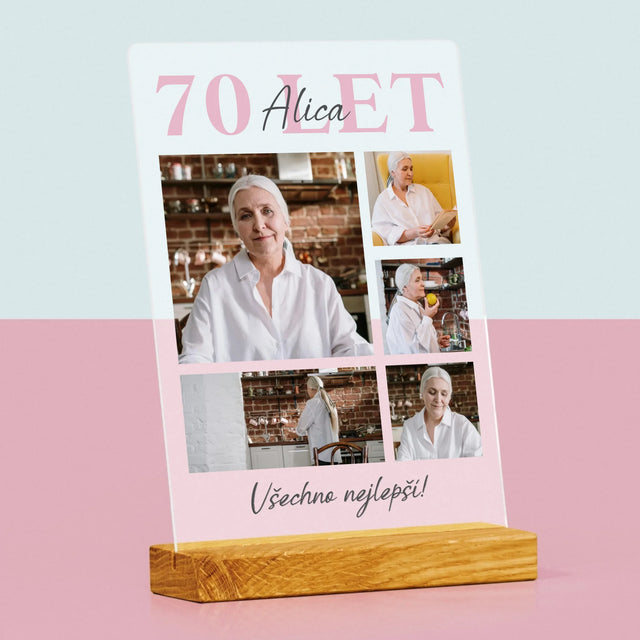 Fotokoláž: 70 Let Všechno Nejlepší  - Tisk Na Akrylovém Skle