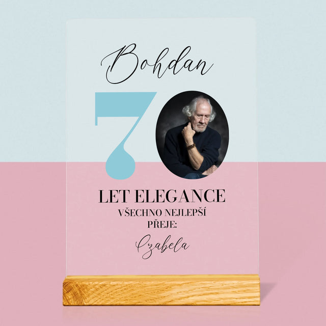 Fotka S Textem: 70 Let Elegance - Tisk Na Akrylovém Skle