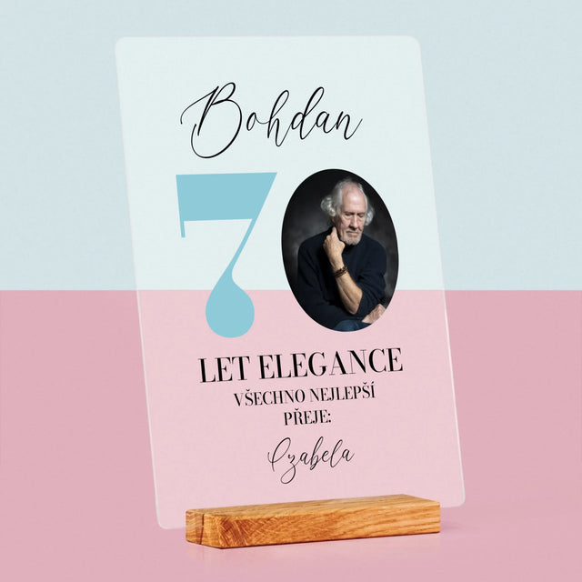 Fotka S Textem: 70 Let Elegance - Tisk Na Akrylovém Skle