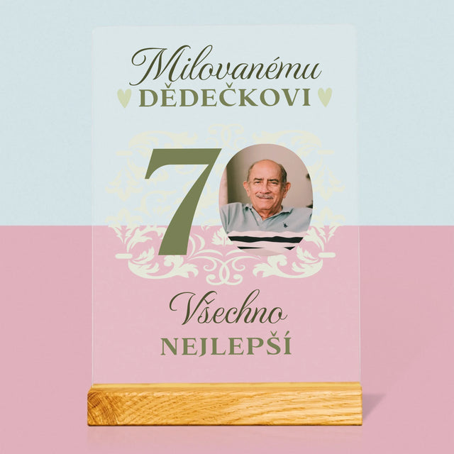 Fotka S Textem: Milovanému Dědečkovi Všechno Nejlepší - Tisk Na Akrylovém Skle