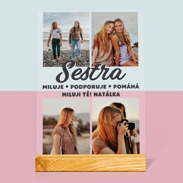 Fotokoláž: Milovaná Sestra - Tisk Na Akrylovém Skle