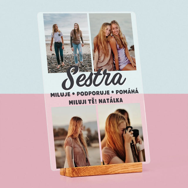 Fotokoláž: Milovaná Sestra - Tisk Na Akrylovém Skle