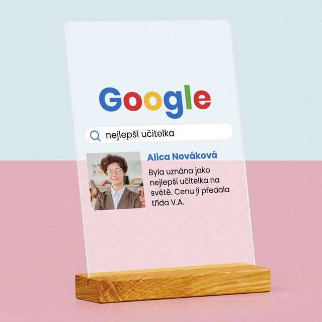 Fotka S Textem: Nejlepší Učitel Výsledek Google - Tisk Na Akrylovém Skle