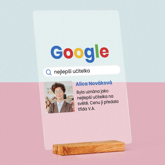 Fotka S Textem: Nejlepší Učitel Výsledek Google - Tisk Na Akrylovém Skle